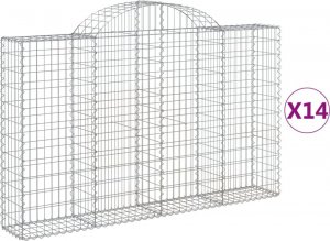 vidaXL Kosze gabionowe, 14 szt, 200x30x120/140cm, galwanizowane żelazo 2