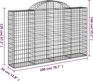 vidaXL vidaXL Kosze gabionowe, 13 szt, 200x30x120/140cm, galwanizowane żelazo 6