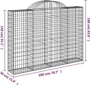 vidaXL vidaXL Kosze gabionowe, 12 szt, 200x30x140/160cm, galwanizowane żelazo 5