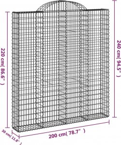 vidaXL vidaXL Kosze gabionowe, 4 szt, 200x30x220/240 cm, galwanizowane żelazo 6
