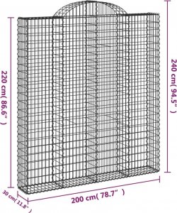 vidaXL vidaXL Kosze gabionowe, 3 szt, 200x30x220/240 cm, galwanizowane żelazo 6