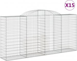 vidaXL Kosze gabionowe, 15 szt, 300x50x140/160cm, galwanizowane żelazo 2