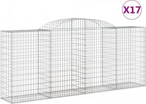 vidaXL Kosze gabionowe, 17 szt, 300x50x120/140cm, galwanizowane żelazo 2