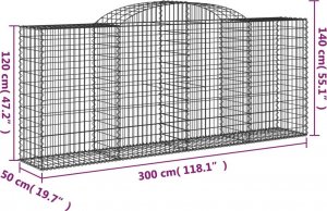 vidaXL Kosze gabionowe, 17 szt, 300x50x120/140cm, galwanizowane żelazo 6
