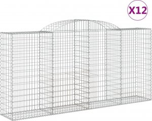 vidaXL Kosze gabionowe, 12 szt, 300x50x140/160cm, galwanizowane żelazo 2