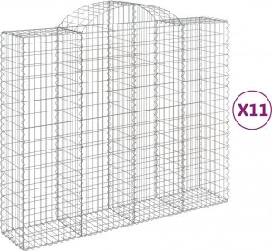 vidaXL Kosze gabionowe, 11 szt, 200x50x160/180cm, galwanizowane żelazo 2