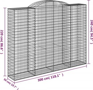 vidaXL Kosze gabionowe, 4 szt, 300x50x220/240 cm, galwanizowane żelazo 6