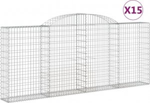 vidaXL Kosze gabionowe, 15 szt, 300x30x120/140cm, galwanizowane żelazo 2