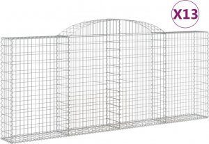 vidaXL Kosze gabionowe, 13 szt, 300x30x120/140cm, galwanizowane żelazo 2