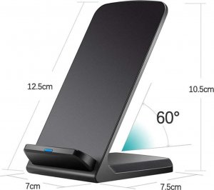 Ładowarka 4kom.pl Ładowarka indukcyjna Podstawka z ładowaniem bezprzewodowym Qi Wireless Charger 15W do telefonu Czarna 12