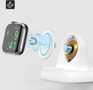 4kom.pl Ładowarka indukcyjna do Apple Watch Podstawka z ładowaniem bezprzewodowym Qi Wireless Charger Biała 3