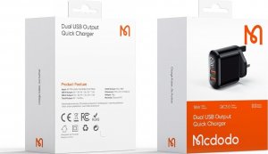 Ładowarka Mcdodo ŁADOWARKA SIECIOWA, SZYBKA, QC, 18W, 2X USB LCD, MCDODO 10