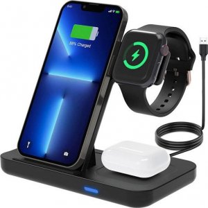 Ładowarka Vega ŁADOWARKA INDUKCYJNA BEZPRZEWODOWA  3W1 15W CZARNA 12V 2A / 9V 2,7A> 2