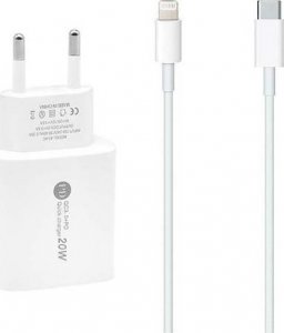 Ładowarka Vega ŁADOWARKA SIECIOWA 20W + KABEL TYP-C DO LIGHTNING PD VEGA FASTON  FAST CHARGER 1XUSB 1XPD BOX  USBC DO IPHONE> 2