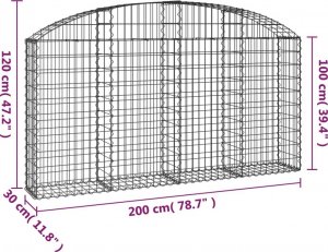 vidaXL vidaXL Łukowaty kosz gabionowy, 200x30x100/120cm, galwanizowane żelazo 5