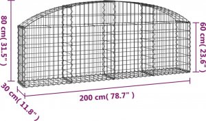 vidaXL Łukowaty kosz gabionowy, 200x30x60/80 cm, galwanizowane żelazo 5