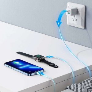 Ładowarka 4kom.pl Ładowarka indukcyjna Kabel 150cm UltraBoost 2w1 Magnetic & Lightning do Apple Watch iPhone iPad White 4