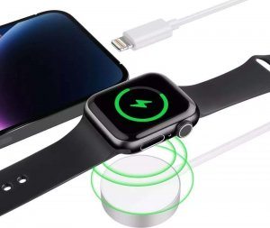Ładowarka 4kom.pl Ładowarka indukcyjna Kabel 150cm UltraBoost 2w1 Magnetic & Lightning do Apple Watch iPhone iPad White 6