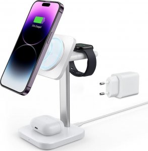 Ładowarka ESR Ładowarka Bezprzewodowa 3w1 MagSafe Smartphone + Apple Watch + Airpods ESR Halolock biała 1