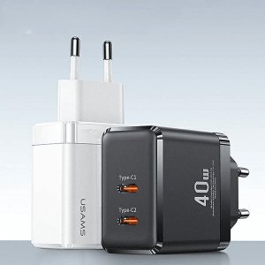 Ładowarka Usams Ładowarka sieciowa USAMS 2xUSB-C T54 40W PD Fast Charging biały/white (US-CC172) 2