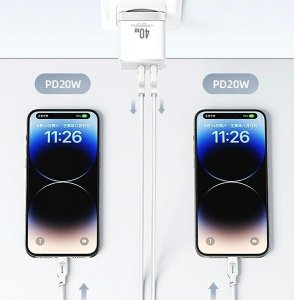 Ładowarka Usams Ładowarka sieciowa USAMS 2xUSB-C T54 40W PD Fast Charging biały/white (US-CC172) 6