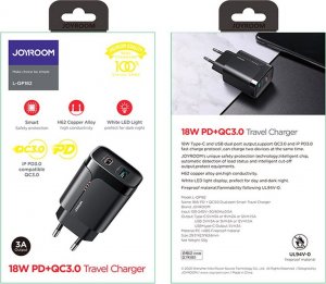 Ładowarka Joyroom JOYROOM SZYBKA ŁADOWARKA SIECIOWA 18W USB / USB TYP C QUICK CHARGE 3.0 POWER DELIVERY CZARNA (L-QP182) 12