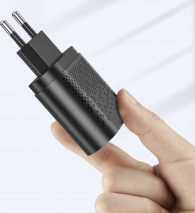 Ładowarka 4kom.pl Ładowarka sieciowa Szybka 4x USB QuickCharge 3.0 QC + Kabel 3w1 USB-C Lightning micro USB Czarna 4