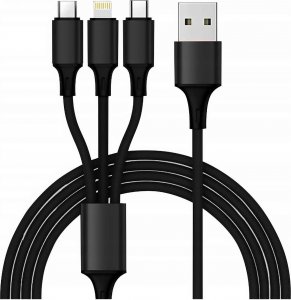 Ładowarka 4kom.pl Ładowarka sieciowa Szybka 4x USB QuickCharge 3.0 QC + Kabel 3w1 USB-C Lightning micro USB Czarna 6