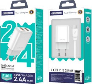 Ładowarka nemo Ładowarka Sieciowa 2x USB 2.4A + Kabel USB - micro USB Jellico EU02 biały 3