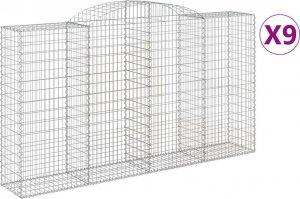 vidaXL Kosze gabionowe, 9 szt, 300x50x160/180 cm, galwanizowane żelazo 2
