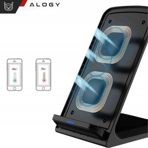 Ładowarka Alogy Ładowarka bezprzewodowa indukcyjna Alogy Qi Stand Charger na telefon stojak stacja z ładowaniem 15W Czarna 11