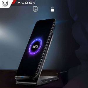 Ładowarka Alogy Ładowarka bezprzewodowa indukcyjna Alogy Qi Stand Charger na telefon stojak stacja z ładowaniem 15W Czarna 6