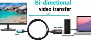 Kabel USB I-TEC USB-C - DisplayPort 1.5 m Czarno-srebrny (C31CBLDP8KBIDIR) 2