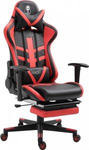 Fotel Ghost Chairs z podnóżkiem GHOST-SIX czarno czerwony 2