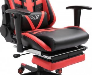 Fotel Ghost Chairs z podnóżkiem GHOST-SIX czarno czerwony 8