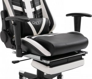 Fotel Ghost Chairs Fotel gamingowy rozkładany z podnóżkiem GHOST-SIX kolor czarno biały 11