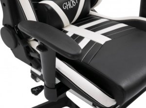 Fotel Ghost Chairs Fotel gamingowy rozkładany z podnóżkiem GHOST-SIX kolor czarno biały 12