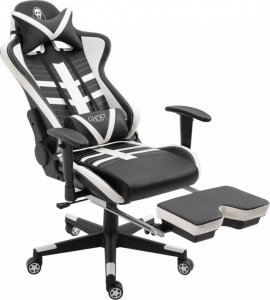 Fotel Ghost Chairs Fotel gamingowy rozkładany z podnóżkiem GHOST-SIX kolor czarno biały 7