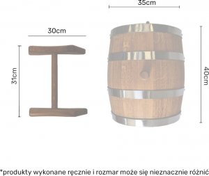 Beczka drewniana dębowa 20l wypalanana bimber, whisky lub wino + grawer 4