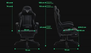 Fotel Ghost Chairs gamingowy GHOST 17 czarny z podnóżkiem 8