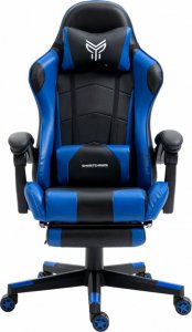 Fotel Ghost Chairs Fotel gamingowy GHOST 17 niebieski z podnóżkiem 1