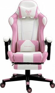 Fotel Ghost Chairs gamingowy GHOST 17 różowy z podnóżkiem różowy 1