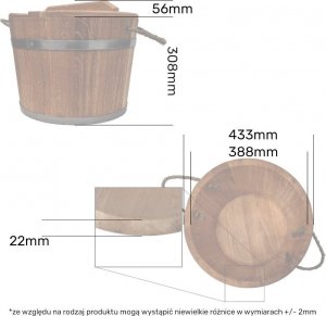Wiadro beczka drewniana dębowa na witki do sauny 25l 5