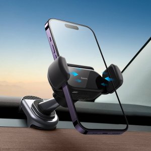 Baseus Uchwyt samochodowy elektryczny Baseus T-Space z ładowarką solarną (czarny) 12