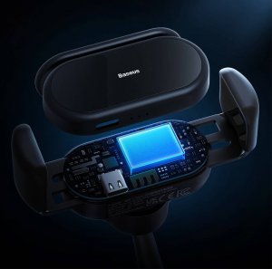 Baseus Uchwyt samochodowy elektryczny Baseus T-Space z ładowarką solarną (czarny) 7