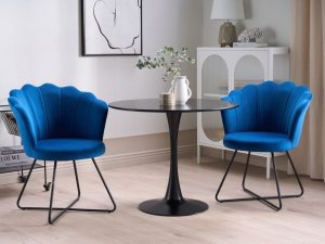 Beliani Fotel welurowy granatowy LOVELOCK 2