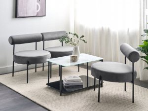 Beliani Fotel welurowy szary ALPHA 8