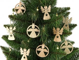 LeanToys Świąteczne Bombki Drewniane Aniołki Ozdoby Na Choinkę 2