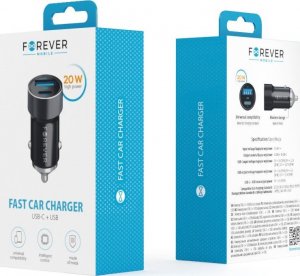 Ładowarka TelForceOne Forever ładowarka samochodowa PD3.0 + QC3.0 CC-06 1x USB-C 1x USB 20W czarna 2