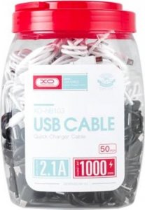 Kabel USB XO XO kabel NB103 USB - Lightning 1,0 m 2,1A czarny 30szt / biały 20szt zestaw 2